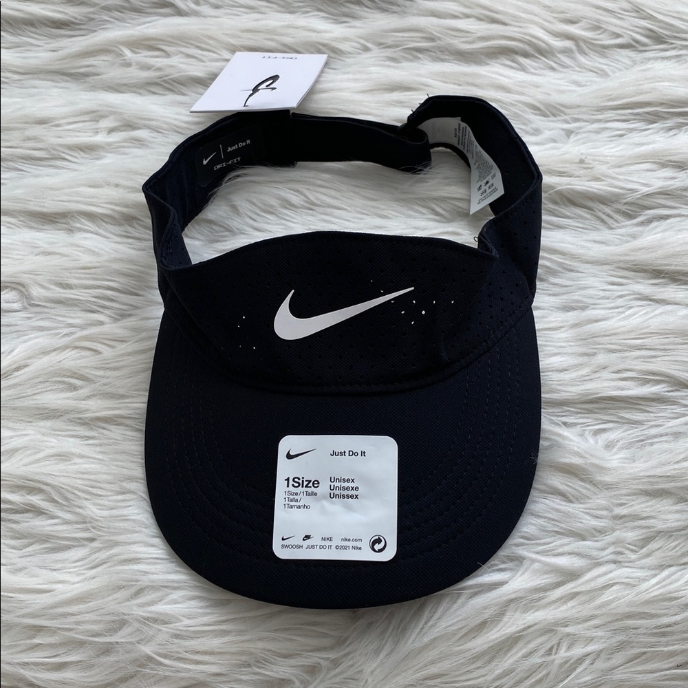 Nike | Black Visor with White Swoosh - Picture 2 of 8